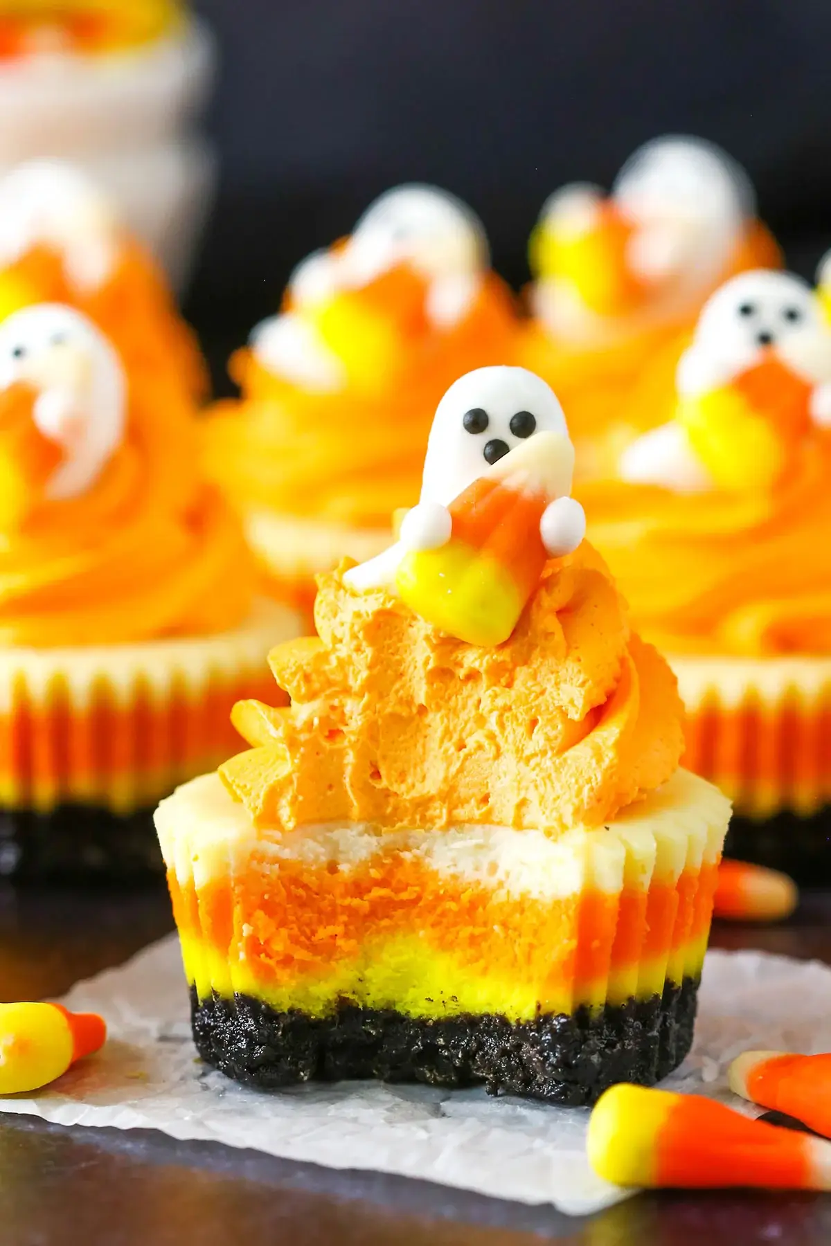 Mini Candy Corn Cheesecakes