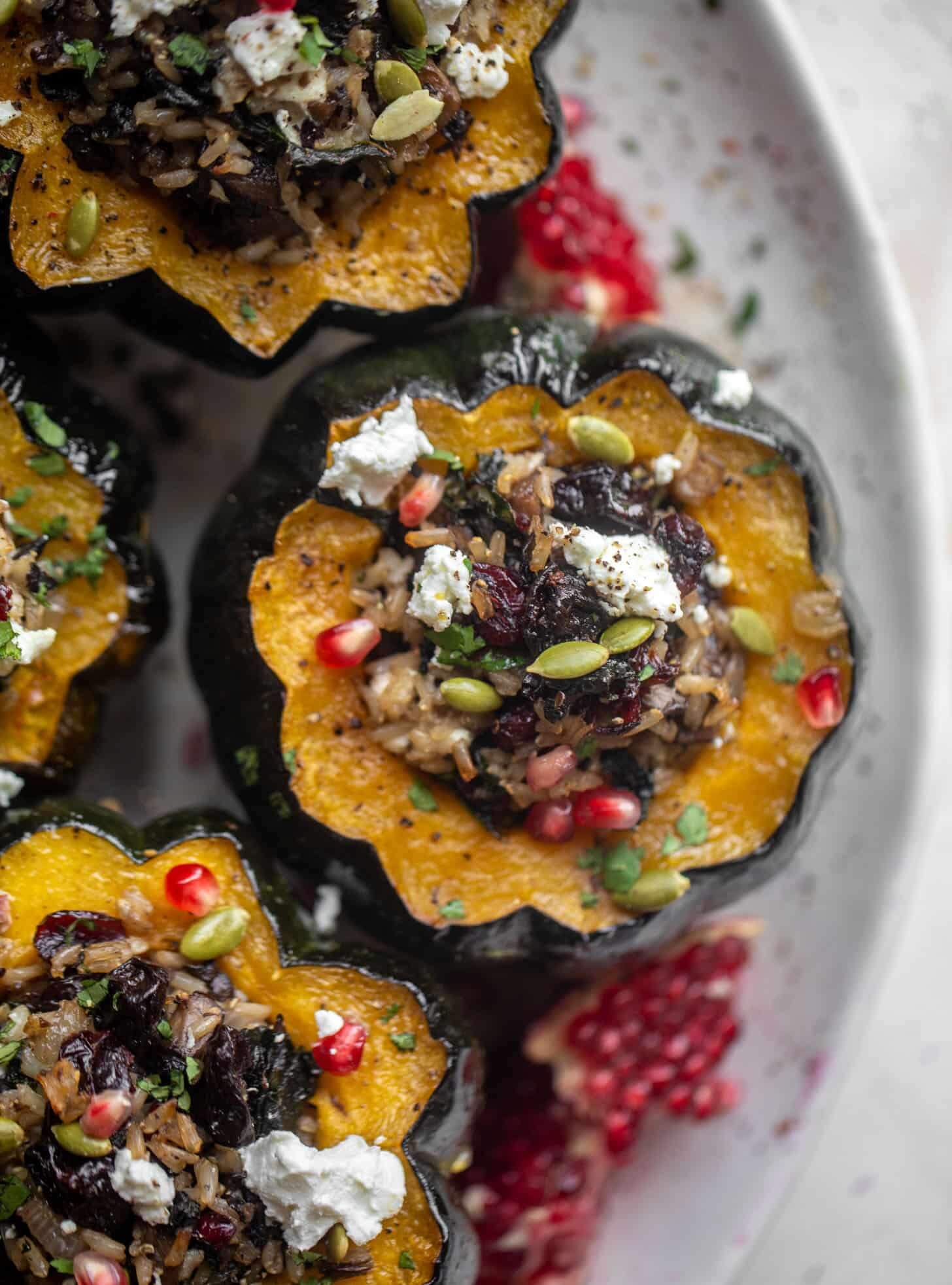 Cranberry Goat Cheese Stuffed Acorn Squash