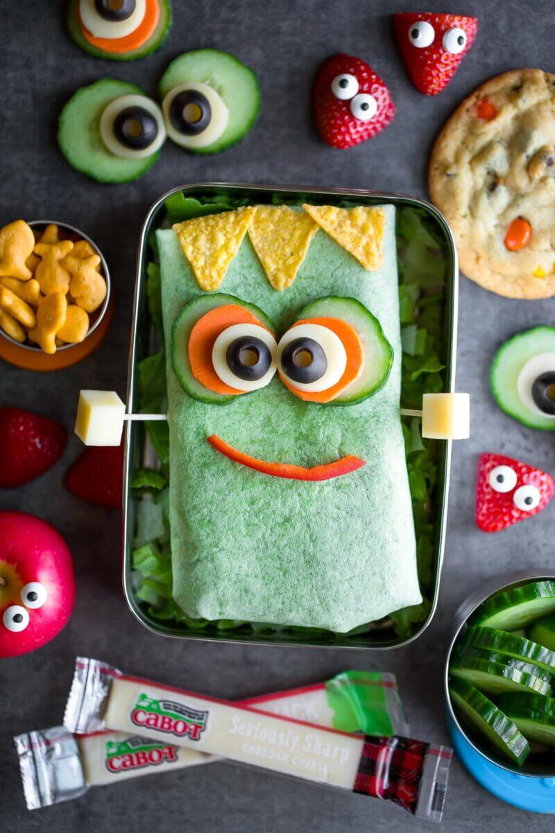 Frankenstein Halloween Sandwich Wraps