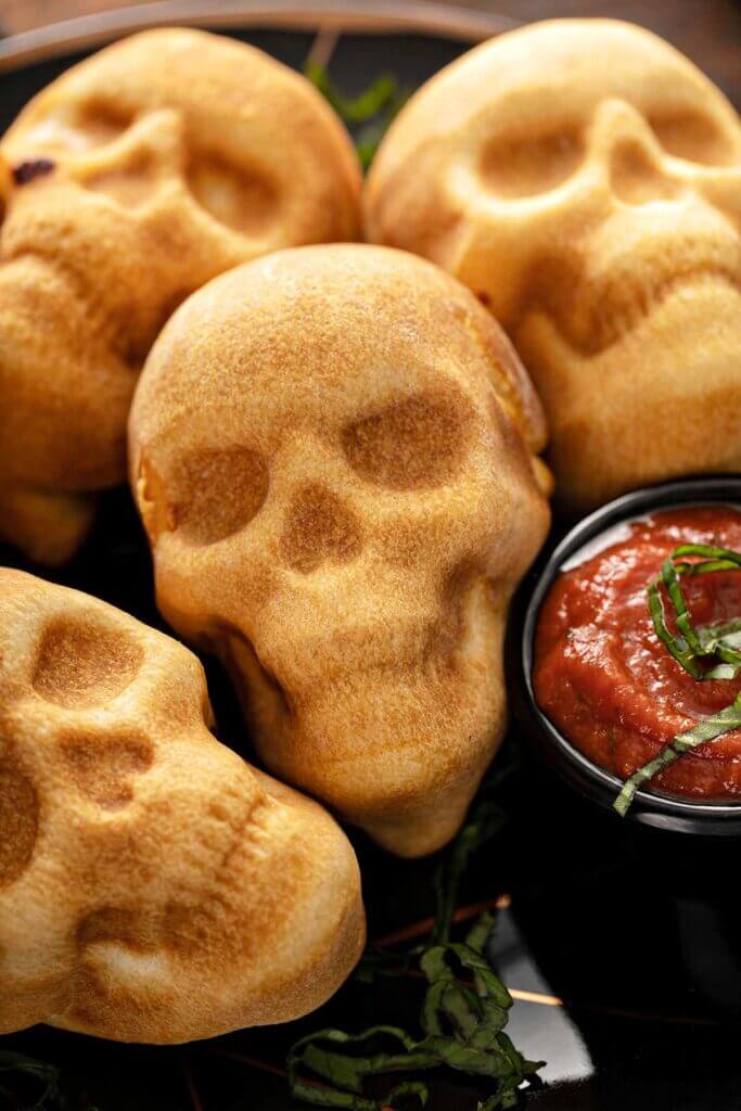 Halloween Pizza Skulls