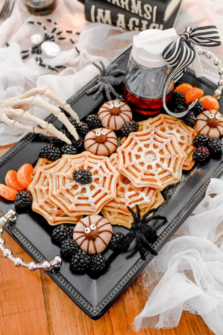 Halloween Spider Web Waffles