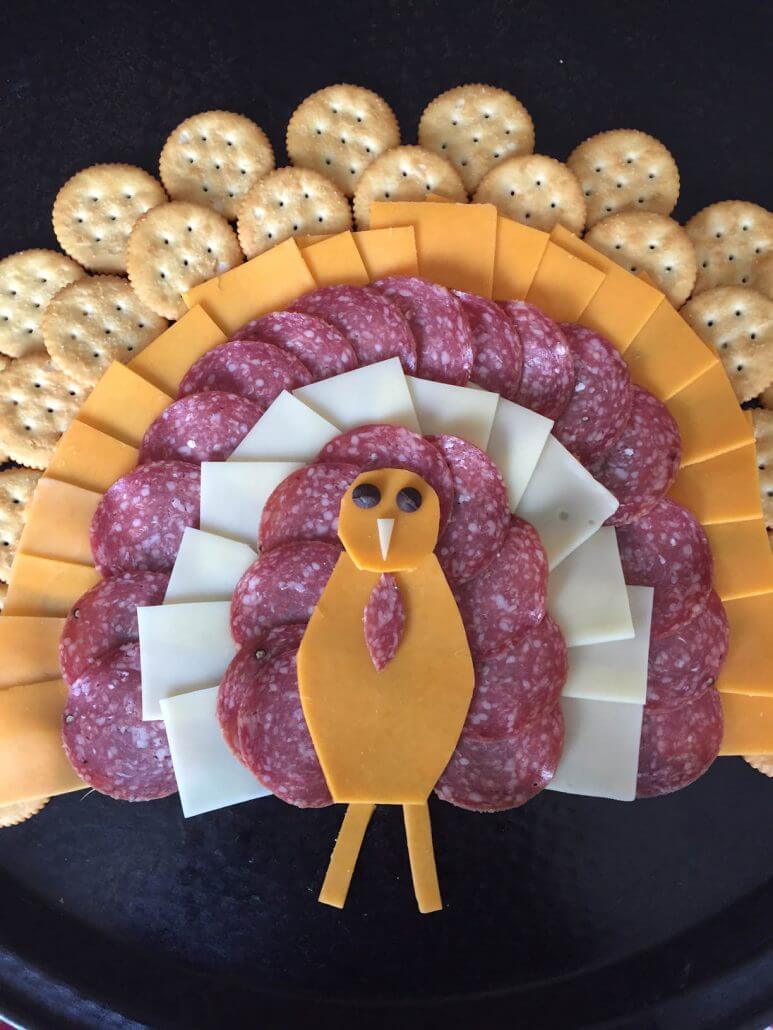 Thanksgiving Turkey-Shaped Cheese Platter