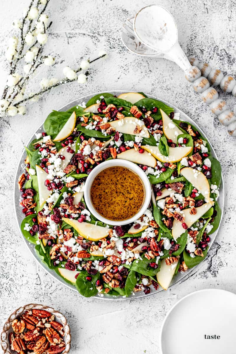 Best Christmas Wreath Salad With Pomegranate and Pear