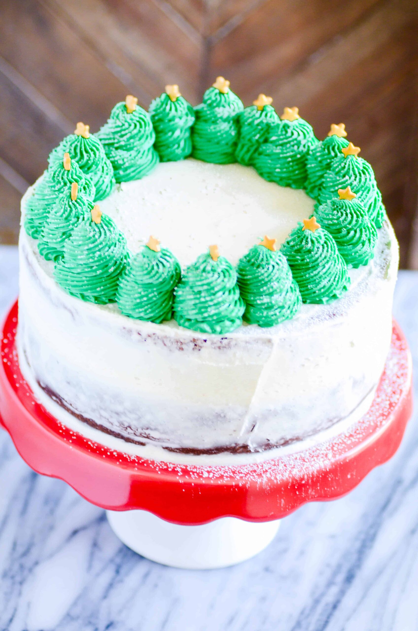 Chocolate Peppermint Christmas Tree Cake Recipe