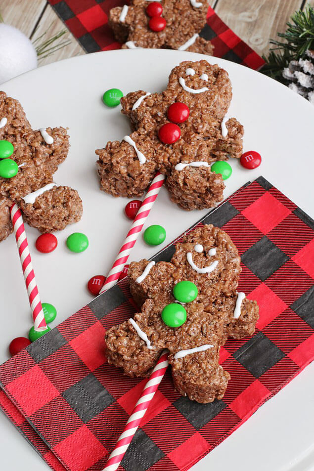 Chocolate Rice Krispie Gingerbread Men Pops