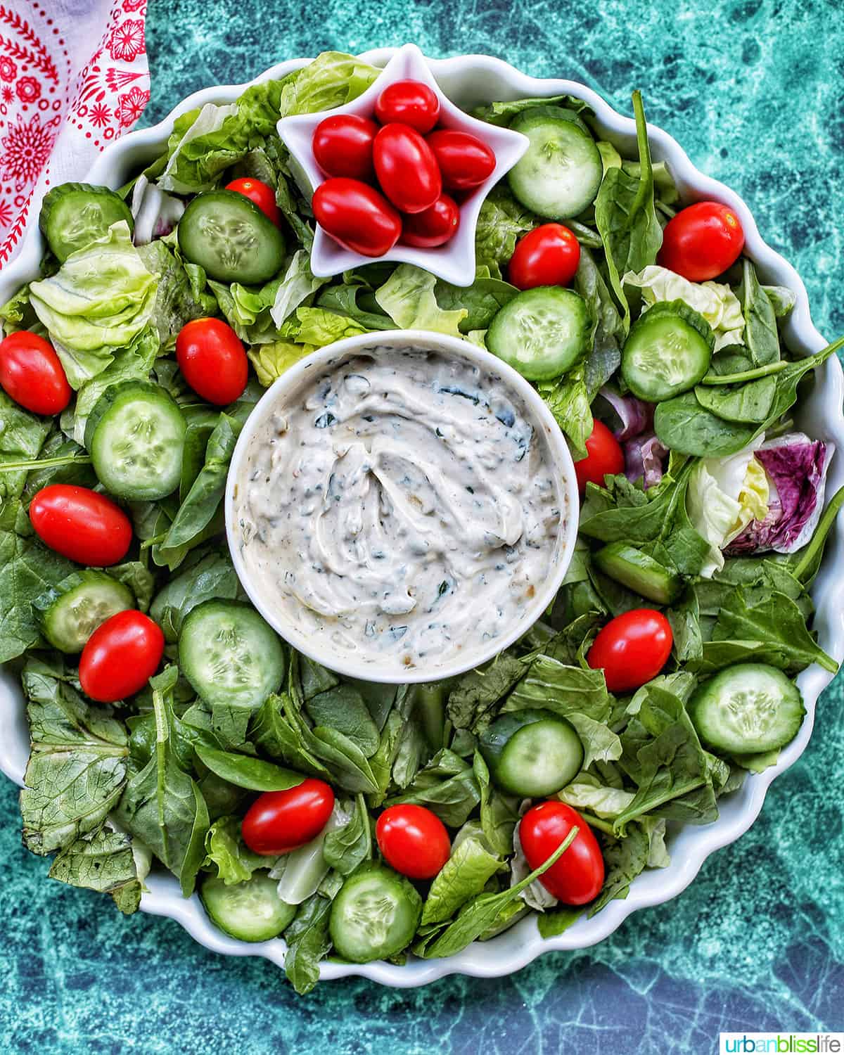 Christmas Wreath Salad With Dairy-Free Ranch Dressing
