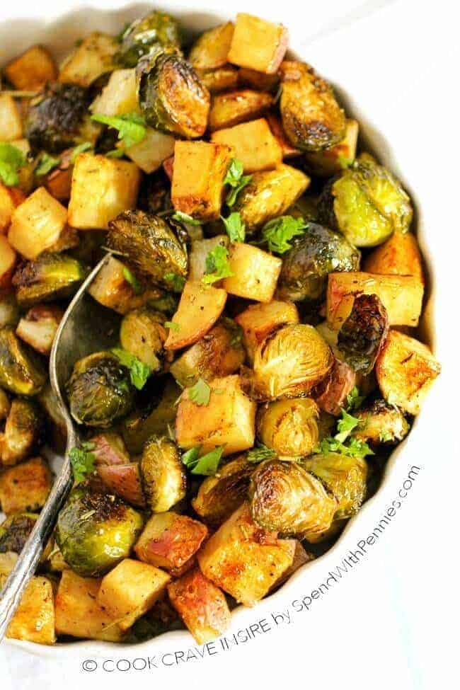 Roasted Potatoes and Brussels Sprouts