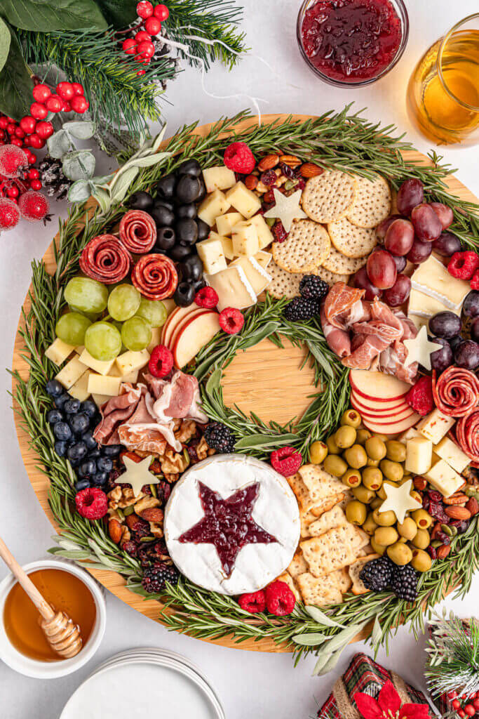 Beautiful Christmas Wreath Charcuterie Board