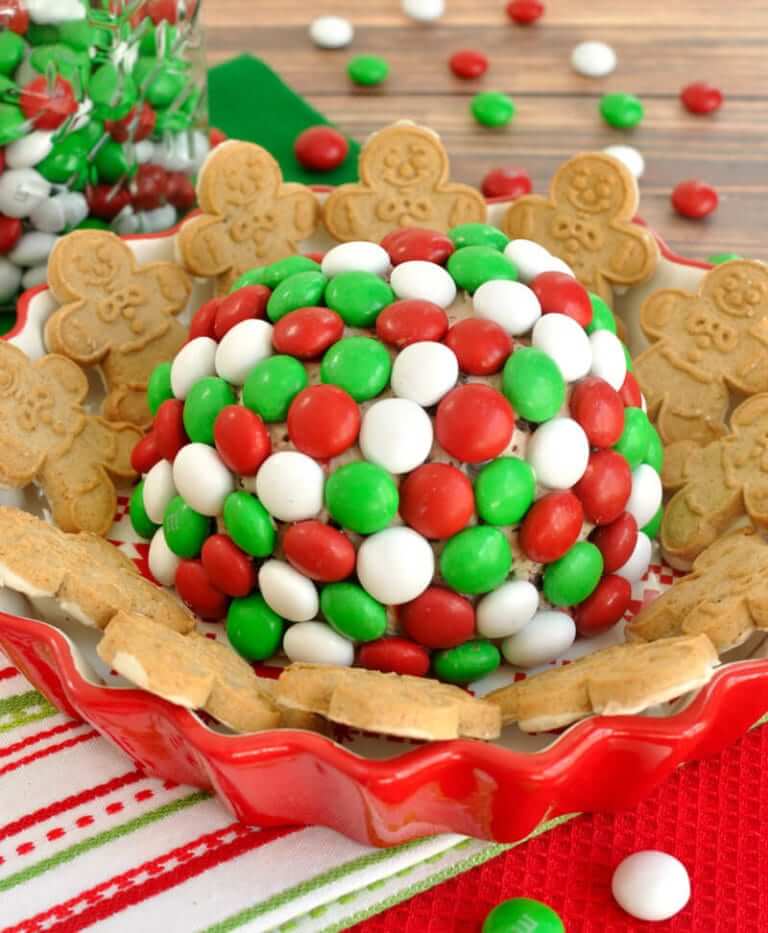 Holiday M&M Peppermint Cheese Ball