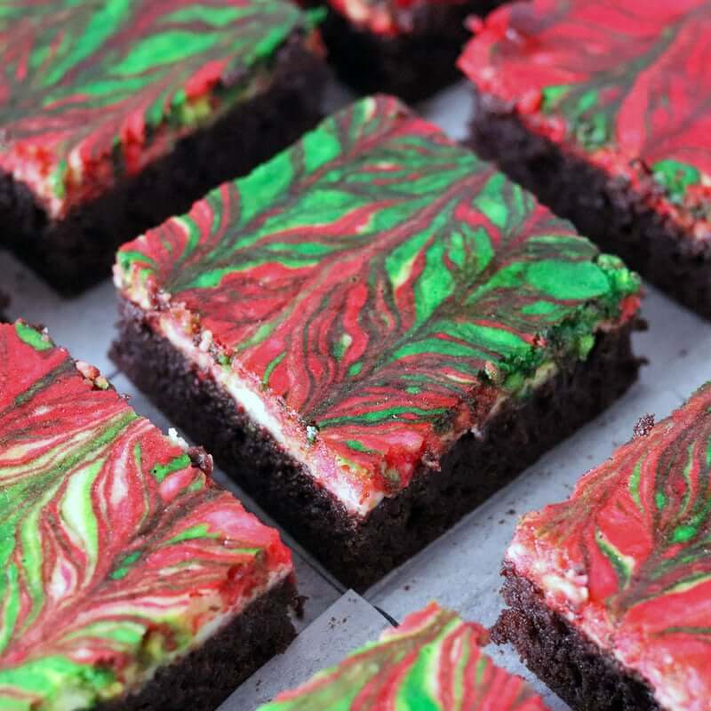 Red & Green Swirled Christmas Brownies