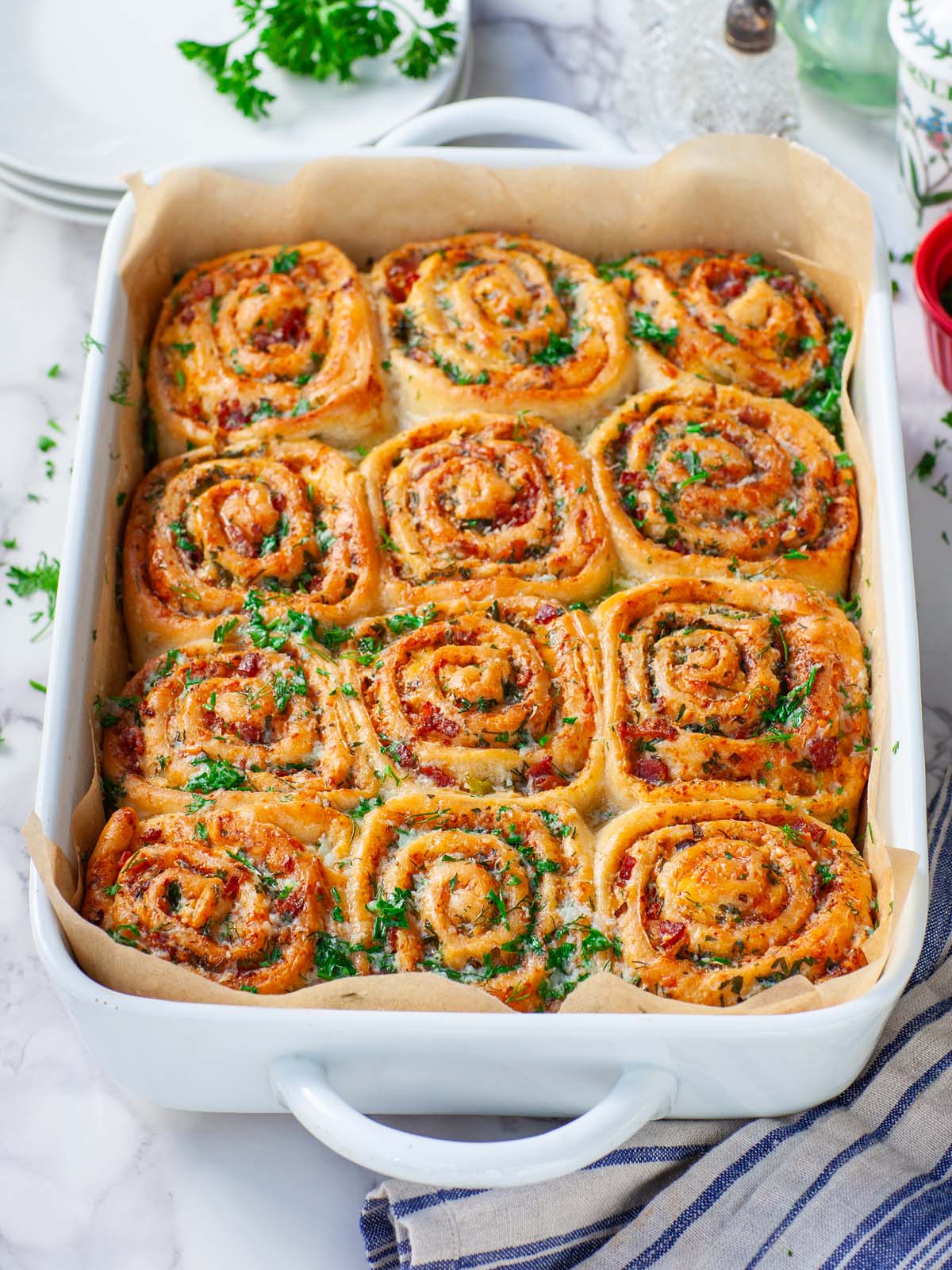 Bacon & Cheese Rolls With Garlic Butter