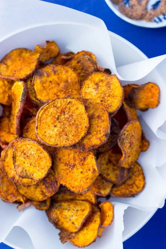 Baked BBQ Sweet Potato Chips