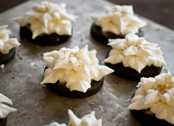 Dark Chocolate Cookies With Champagne Buttercream