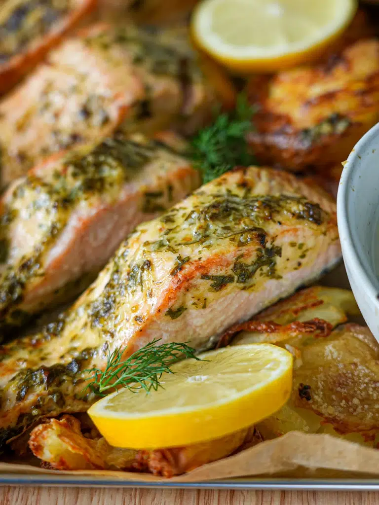Dijon Salmon And Crispy Potatoes