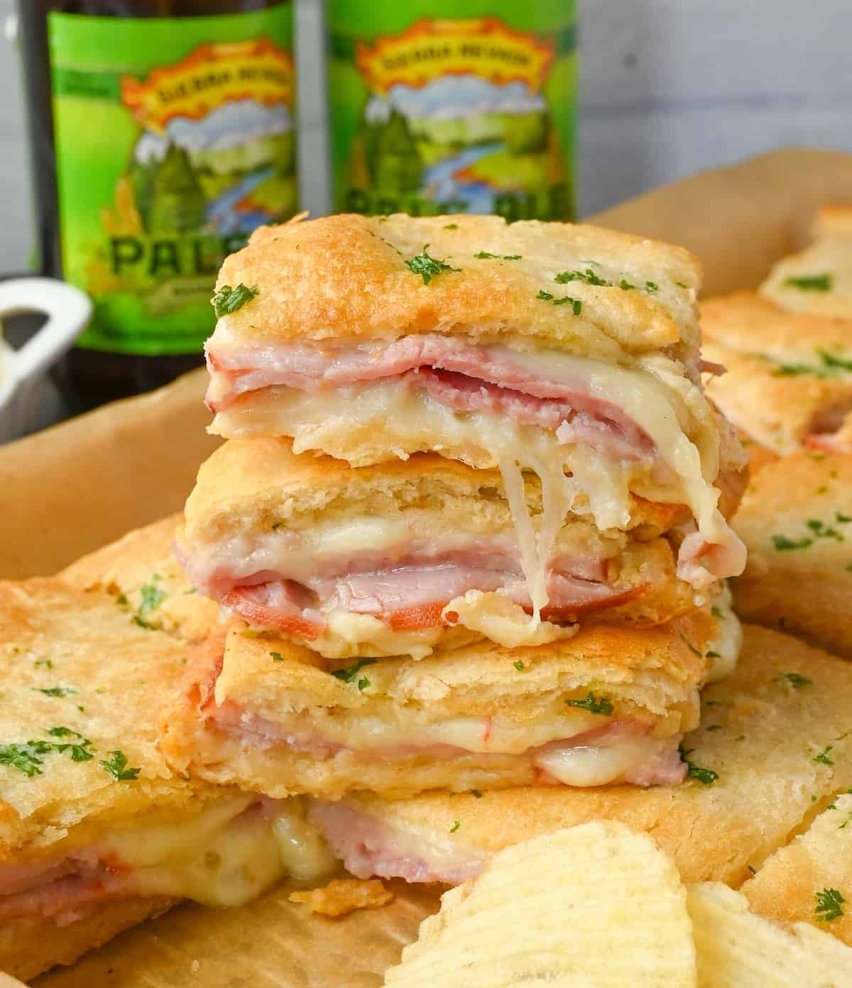 Hot Ham And Cheese Crescent Roll Sandwiches