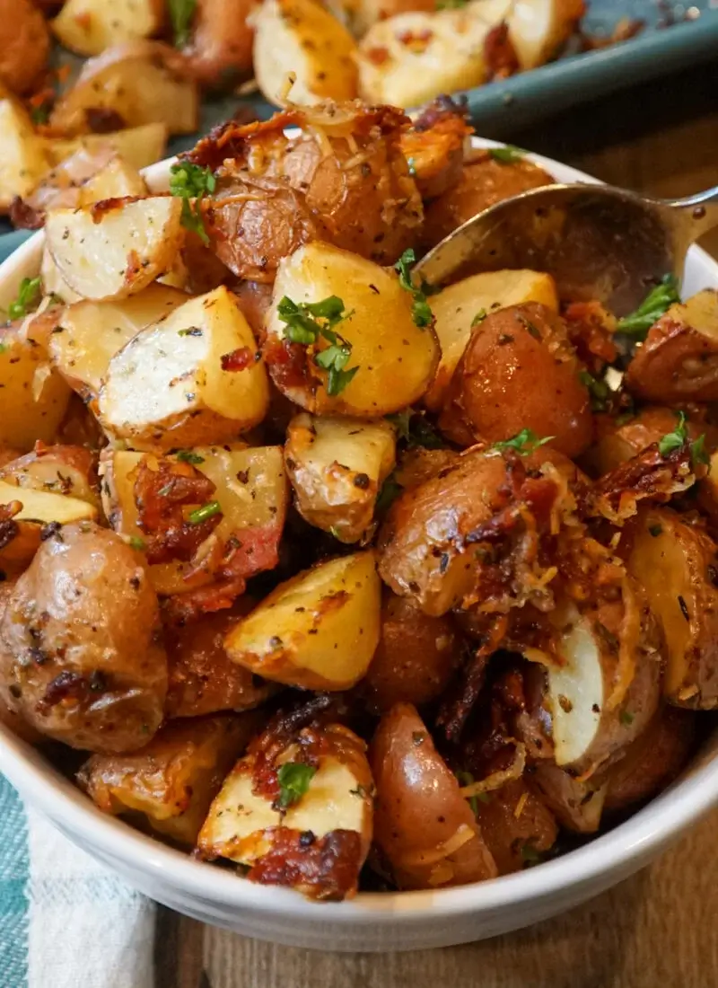Garlic Roasted Potatoes With Bacon