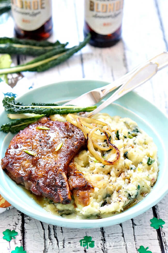Guinness Pork Chops With Onion Brown Gravy