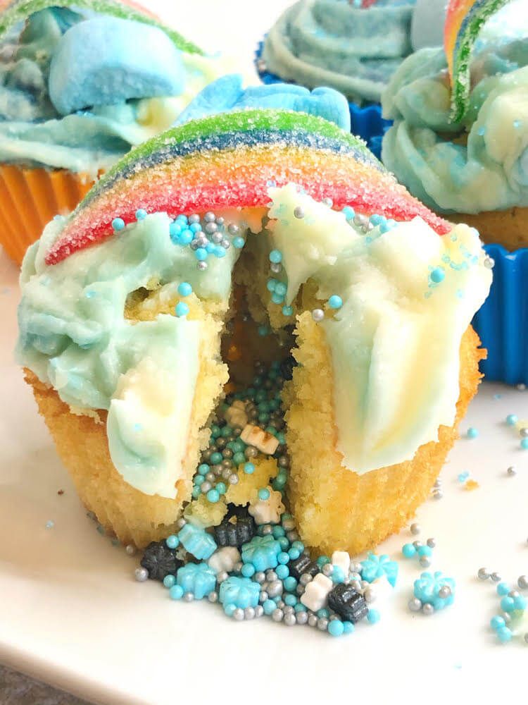 Rainbow St. Patrick’s Day Confetti Cupcakes