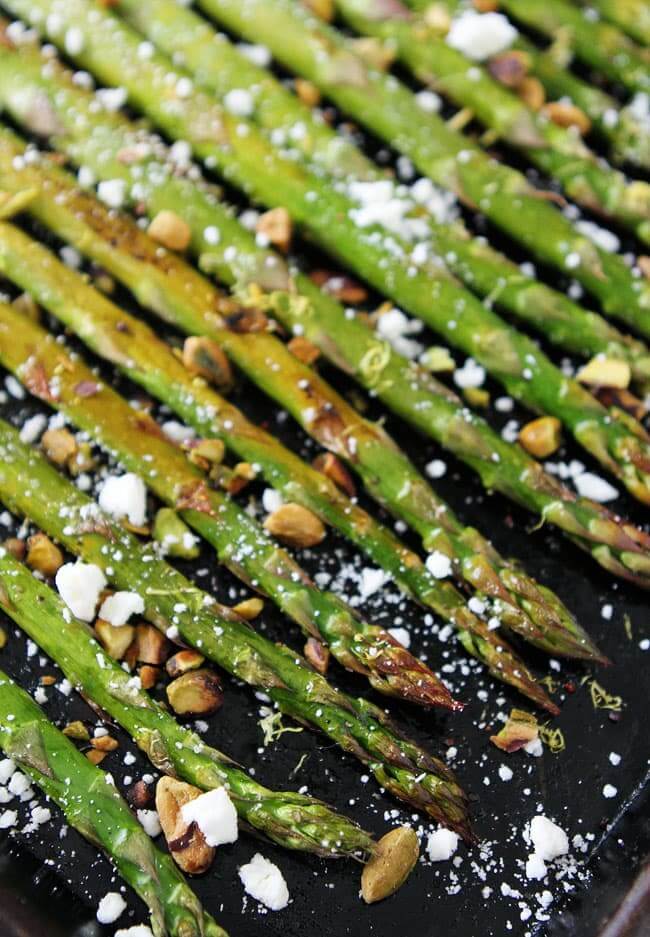 Roasted Asparagus With Lemon, Feta, And Pistachios