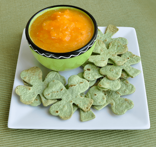 Shamrock Chips With Pot O Gold Dip