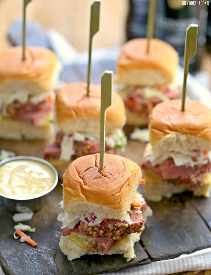 Slow Cooker Corned Beef And Cabbage Sliders With Guinness Mustard