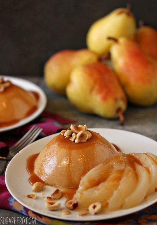 Caramel Panna Cotta With Poached Pears