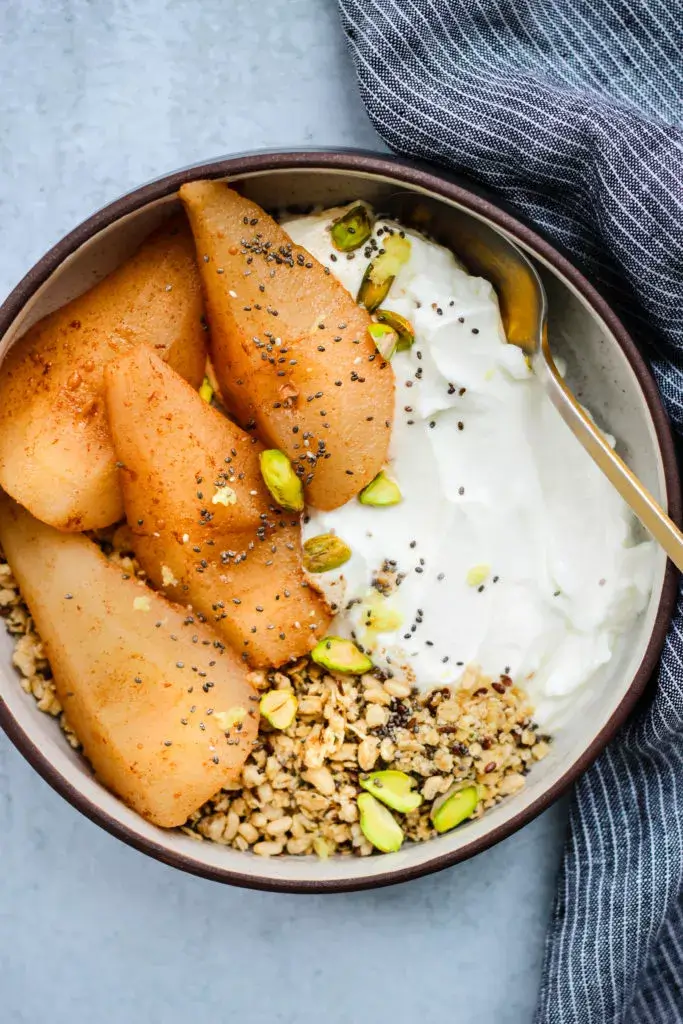 Honey-Poached Pears With Yogurt & Granola