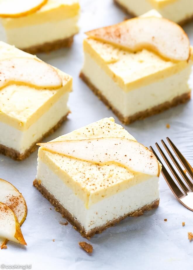 Pear Mousse Cheesecake Bars