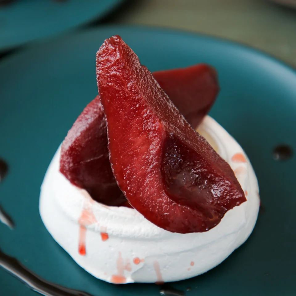 Poached Pear Pavlova Recipe