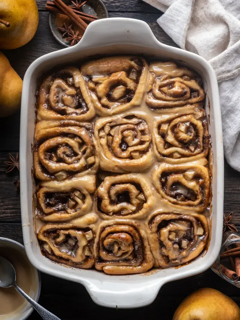Spiced Pear Cinnamon Rolls