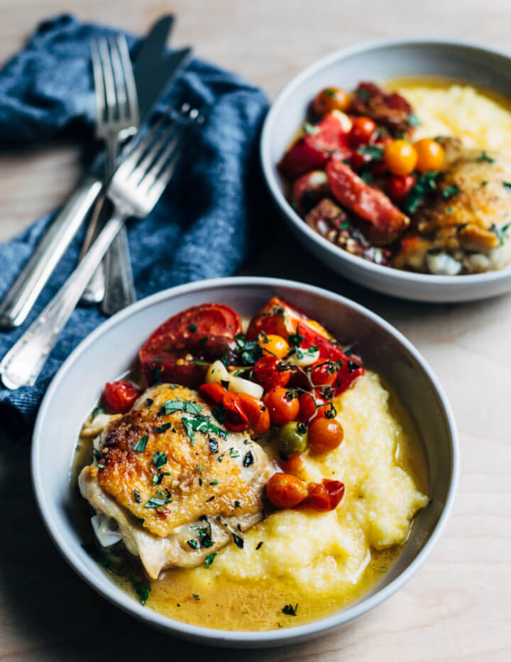 Baked Chicken Thighs With Tomatoes And Garlic