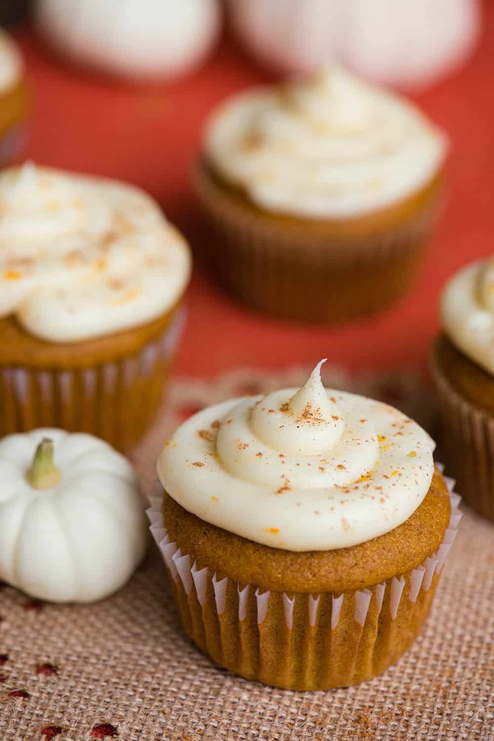 Citrus Cream Cheese Frosted Pumpkin Cupcakes