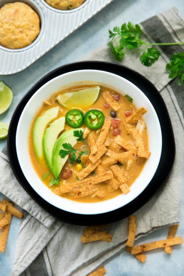 Creamy Pumpkin Chicken Tortilla Soup