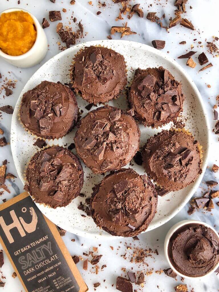 Healthy Double Chocolate Pumpkin Cupcakes