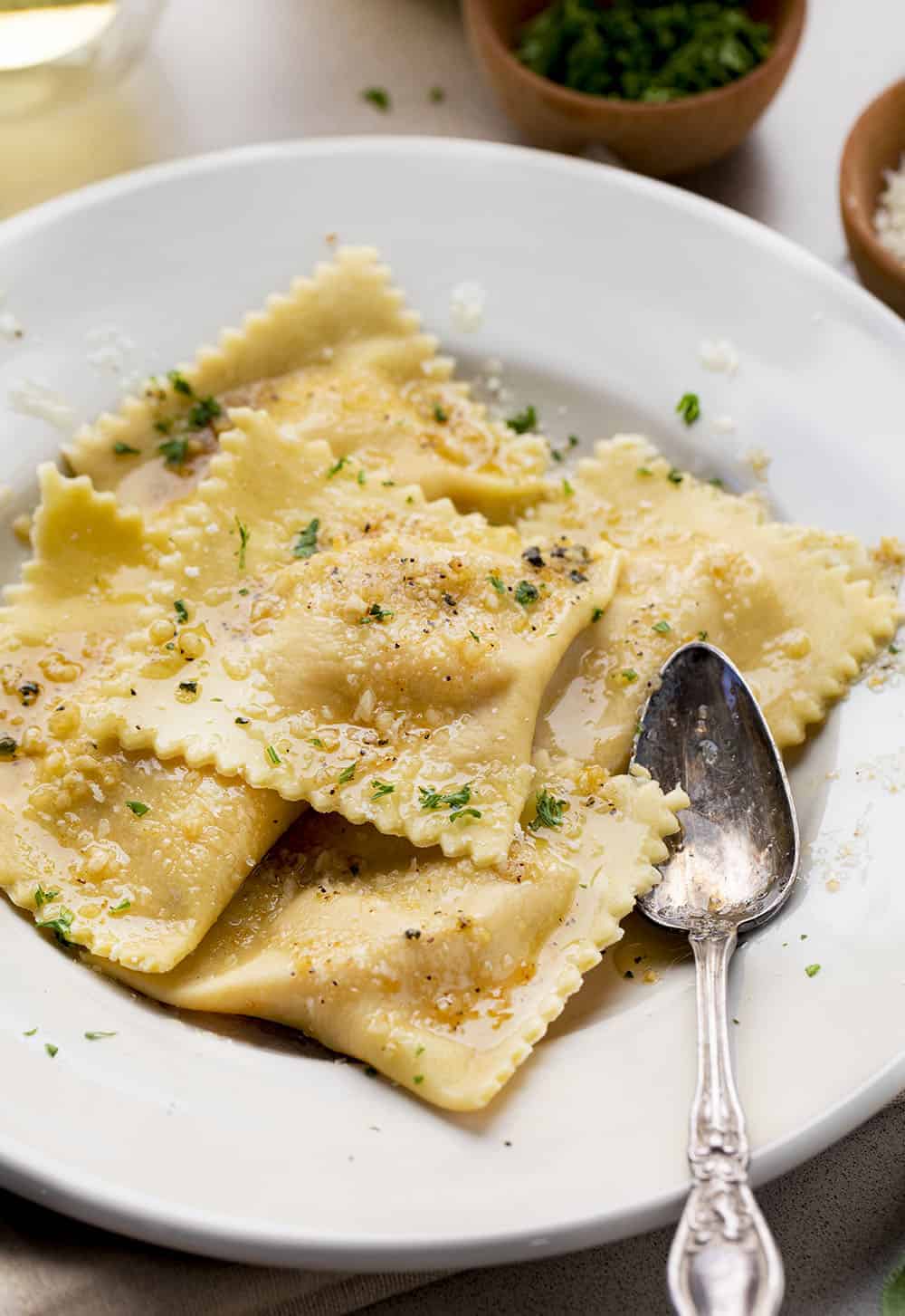 Homemade Pumpkin Ravioli with Garlic Brown Butter