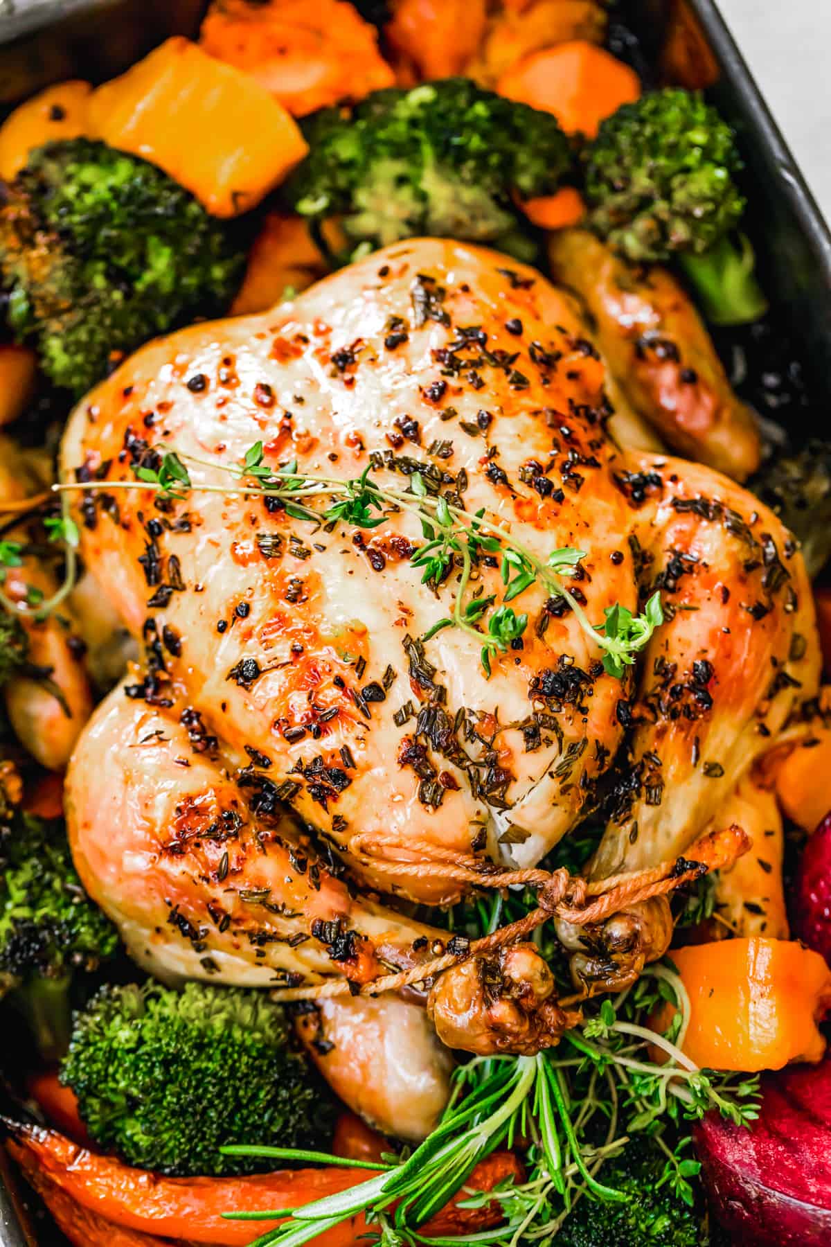 Juicy Whole Roast Chicken With Fall Vegetables