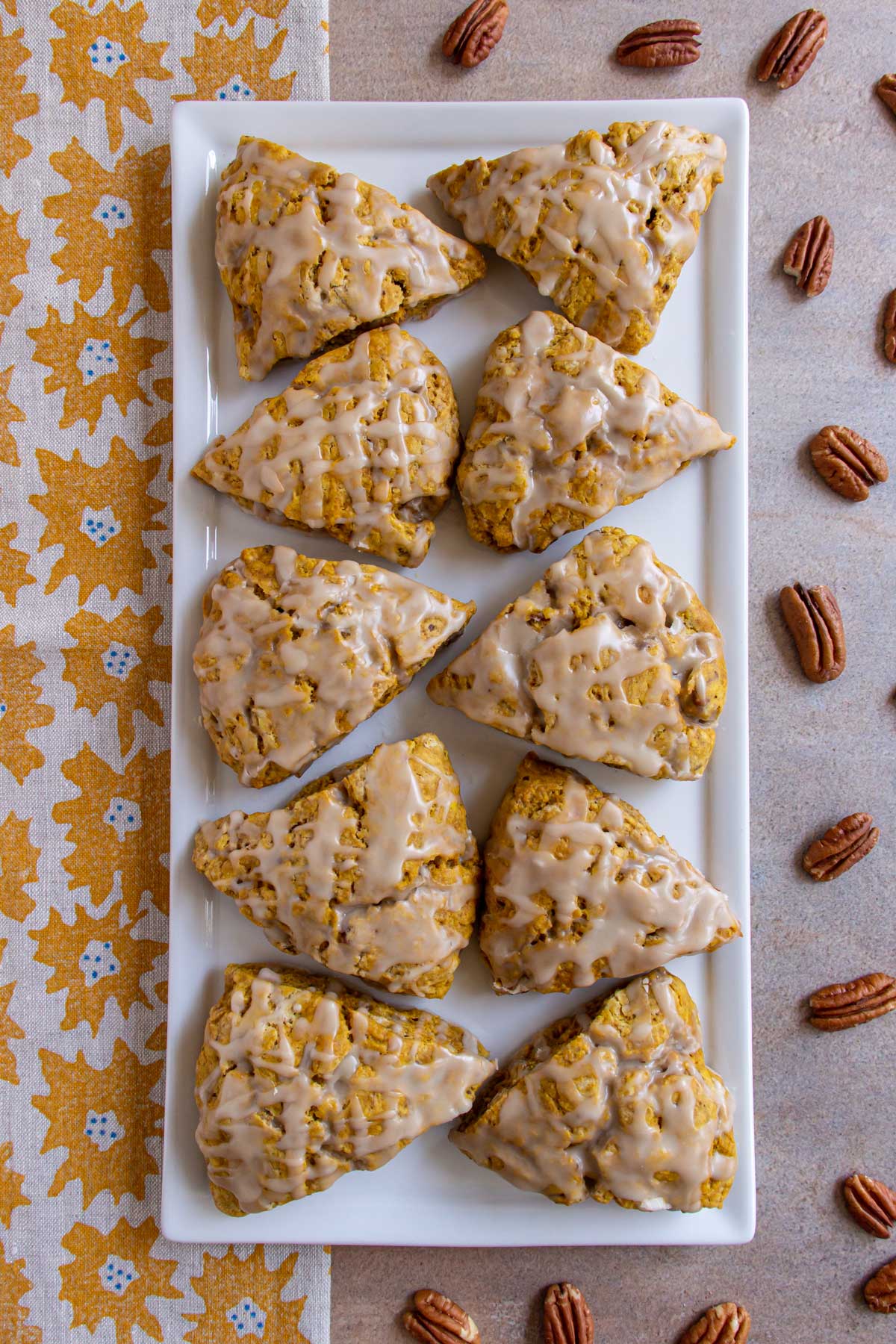 Pumpkin Pecan Scones with Maple Glaze