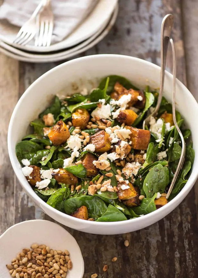 Roast Pumpkin, Spinach and Feta Salad