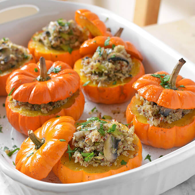 Savory Mushroom and Quinoa Stuffed Mini Pumpkins