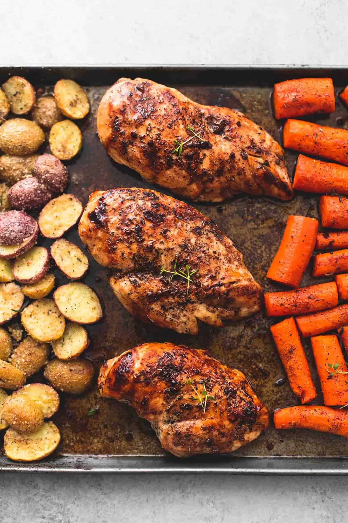 Sheet Pan Balsamic Chicken With Potatoes And Carrots