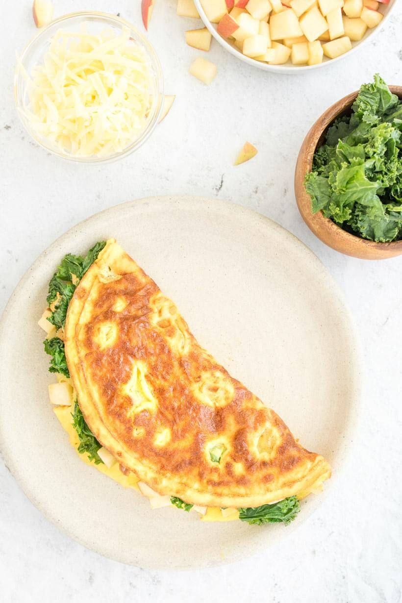 Apple Omelet with Cheddar Cheese