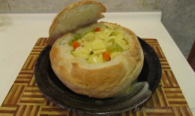 Bread Bowl Chicken Noodle Soup