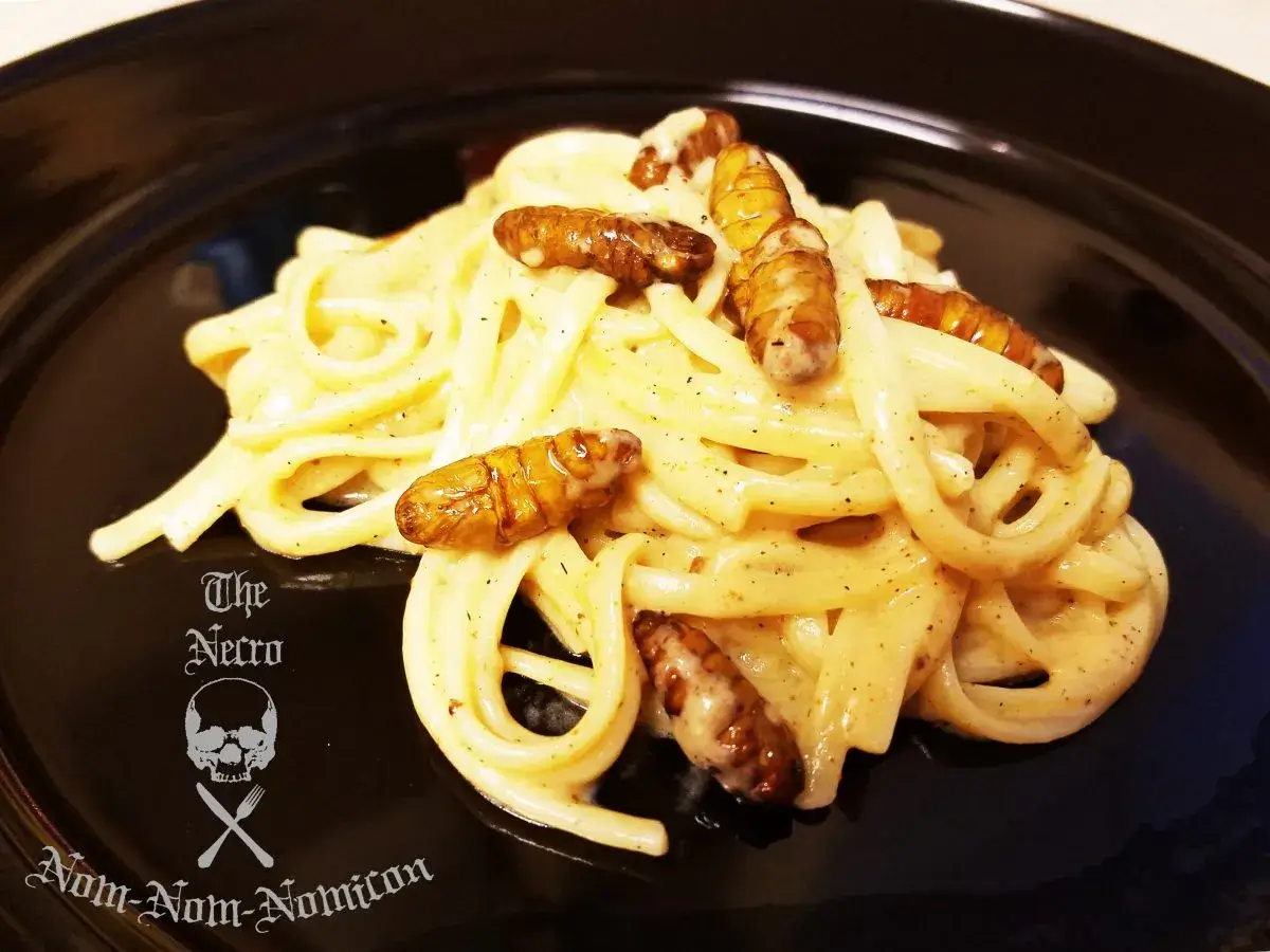 Cajun Spiced Silkworms And Pasta