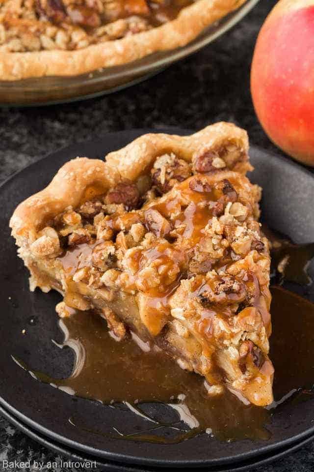 Caramel Apple Pecan Streusel Pie