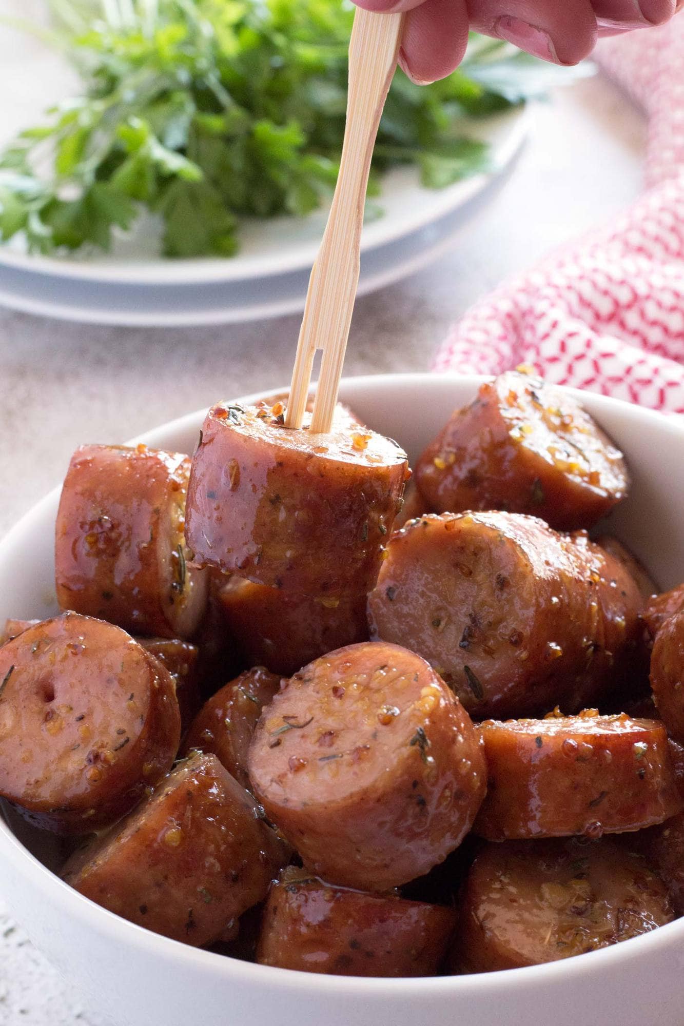 Chicken Apple Sausage Appetizers With Maple Glaze