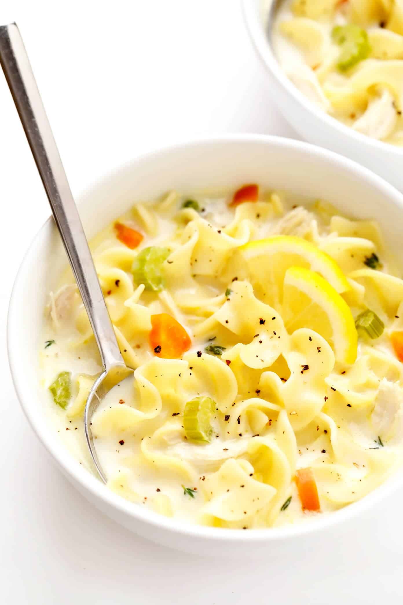 Creamy Lemon Chicken Noodle Soup