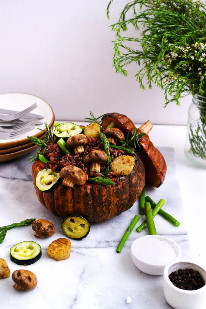 Halloween Black Rice Risotto Stuffed Pumpkin