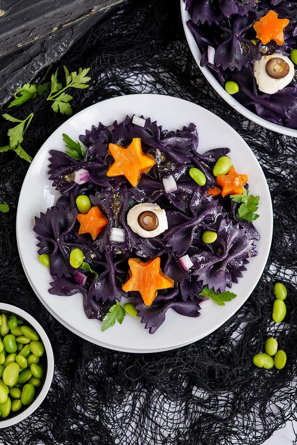 Halloween Pasta Salad Recipe With Bat Wings and Eyeballs!