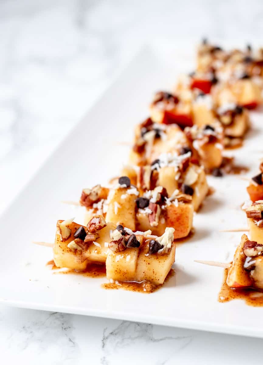 Healthy Caramel Apple Skewers