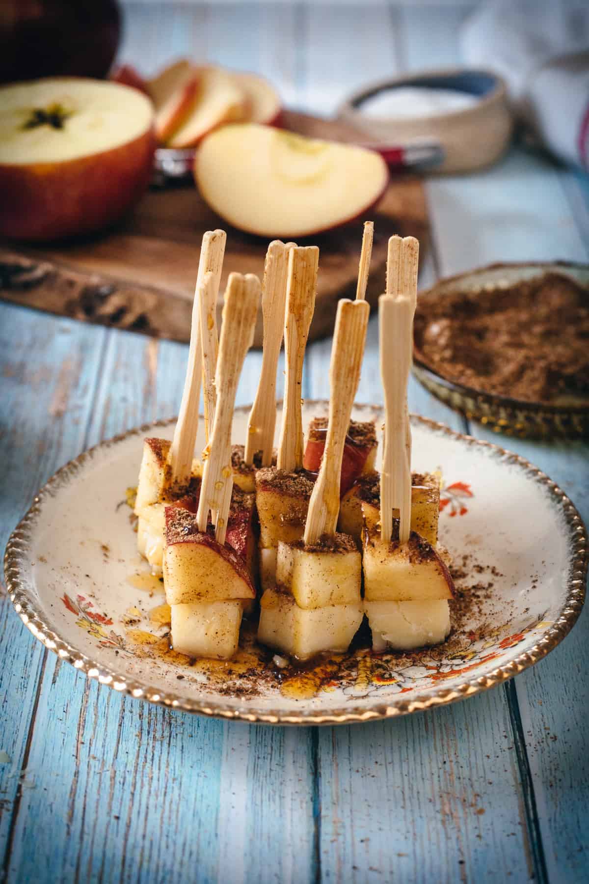Honey Crisp Apple and Cheese Appetizer On a Skewer